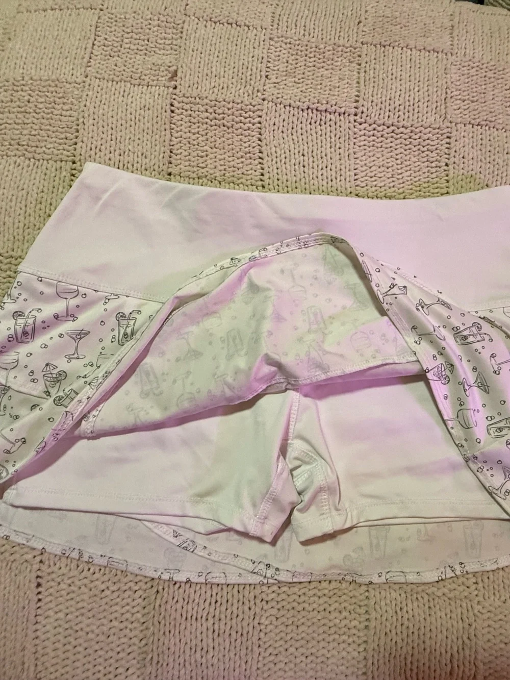 Lucky in Love White Skort with Black Cocktail Print